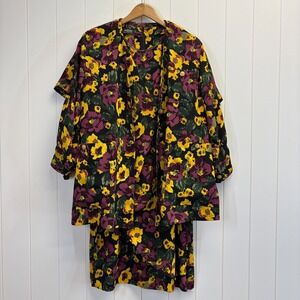 Vintage Moare Womens Whimsical Artsy Floral 2Pc Dress Set Size M Abstract Unique